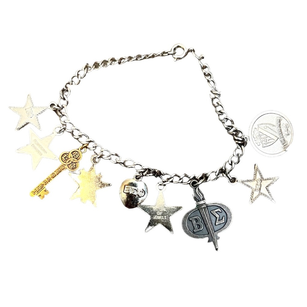 Vintage Sterling Silver Sorority Women's  Charm Bracelet‎